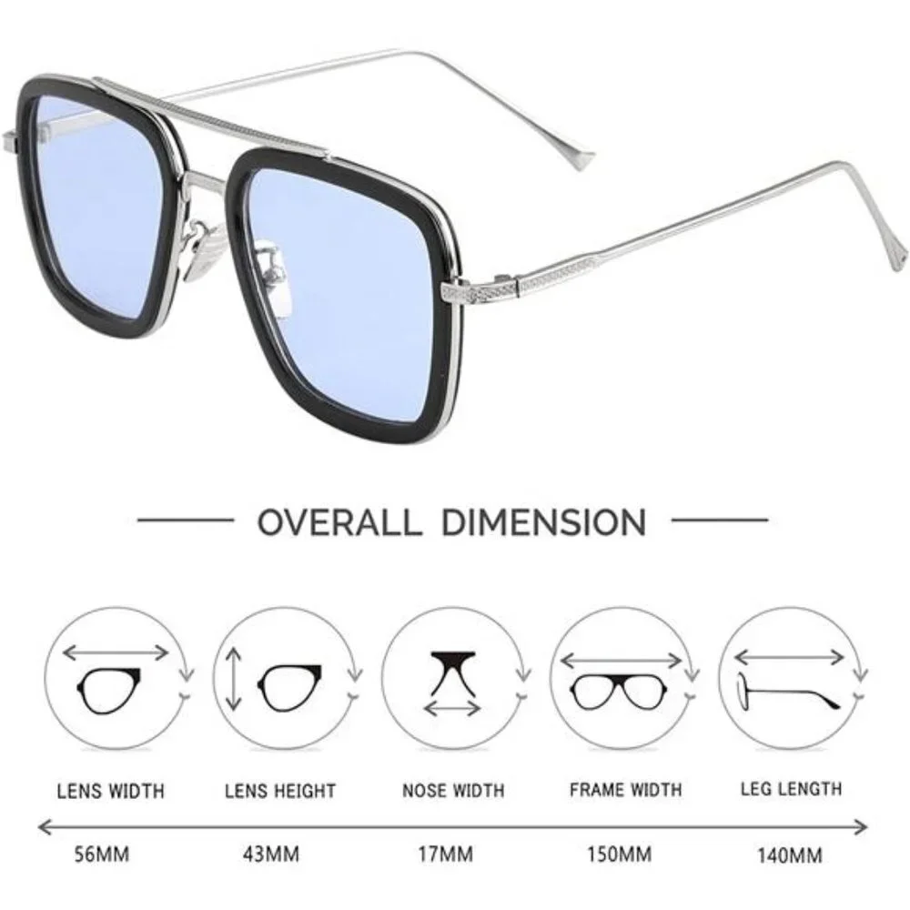 Unisex Polarized Vintage Square Metal Frame Iron Man and Spider-Man Eyeglasses